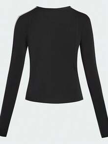 Adidas Women's DANCE LS TEE1 Long Sleeve Knit Collarless T-Shirt TKG3862 - Black - View 3