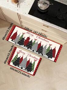 1/2pcs Christmas Kitchen Decor Rug, Colorful Christmas Tree Pattern Design Winter Kitchen Rug And Mat, Non-Slip Washable Absorbent Kitchen Accessories Decor Mat, Christmas Holiday Gift! - Multicolor - View 15