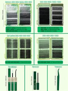 Lashsun 2404 PCS Cluster Eyelash Set D Curl 14 Styles Cat/Wispy/Manga/Volume/Bottom/Spike Lashes, Kit With Bond&Seal Lash Remover Lash Applicator, Perfect For Beginners&Proficient, DIY At Home Easily, Easy Apply For Makeup Daily - Black - View 3