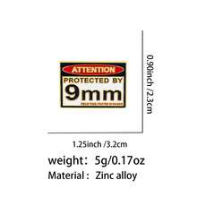 "Attention Protected By 9mm" Enamel Pin, Funny Tactical Slogan Metal Brooch, Lapel Badge For Jacket Backpack Hat, Humor Statement Gift For Friends - Multicolor - View 12