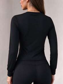 Women's Black Short Sports Jacket, Suitable For Daily Wear And Exercise - Black - View 4