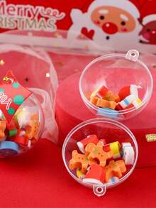 4pcs/6pcs/8pcs/12pcs Cartoon Cute Christmas Rubber Ball Christmas Tree Crystal Eraser Decoration Student Christmas Gift Prize - Multicolor - View 6