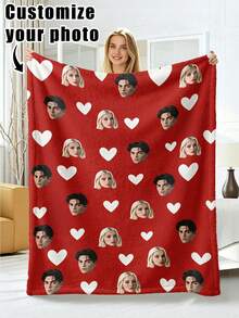 1pc Customized Flannel Blanket With Photo And Text, Office Nap Blanket, Comfortable Blanket, Mother's Day, Father's Day Gift For Parents, Bedding Blanket, Bed Customized Blanket, Customized Text Blanket, Personalized Home Blanket - Multicolor - View 7