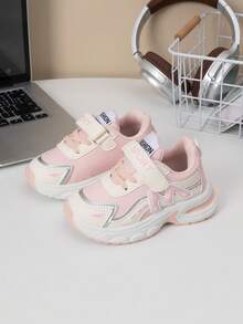Kids Colorblock Chunky Sneakers, Unisex Children's Hook And Loop Athletic Sneakers, Lightweight Casual Running Shoes - Pink - View 1