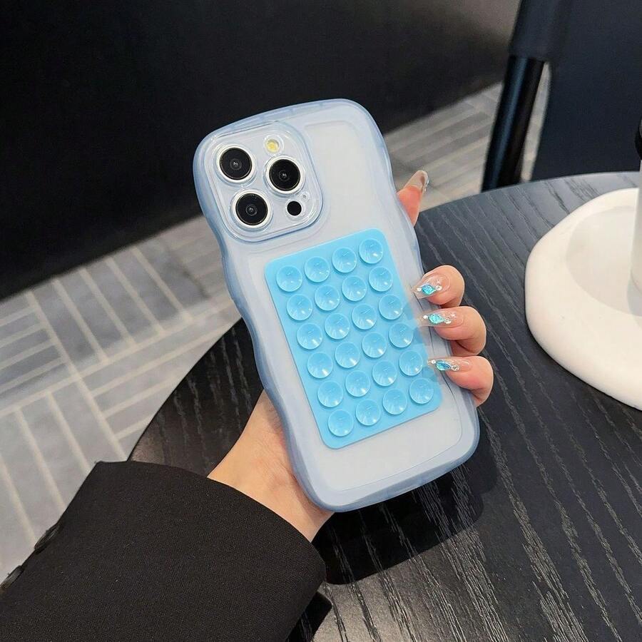 Compatible With 18PRO Suction Cup Colorful 16 Phone Apple 13 Transparent 14promax Phone Case 12 Couple 17 Aesthetic - Blue - View 1