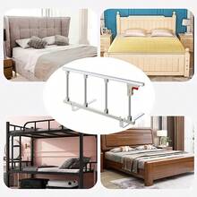 Barandal de  Plegable y Ajustable para Cama de Adultos, Barandilla Lateral de Apoyo con Estructura Metálica Resistente, Protector de Cama con Diseño Abatible para Recámara y Hogar, - Plateado |  para adultos - Ver 7