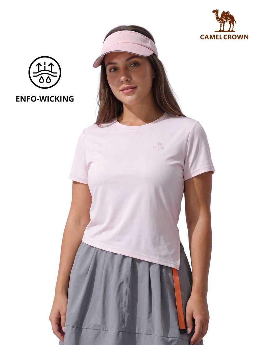 CAMEL CROWN Women's Outdoor Sports T-Shirt, Quick-Drying Breathable Running Fitness Wear - Fantasy Pink - View 1