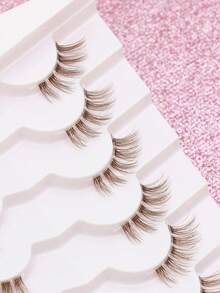 Ayrmilla 7 Pairs Brown Half Lashes Wispy Cat Eye False Eyelashes Natural Look Fluffy Half Strip Lashes Soft Clear Band Reusable Brown Lashes For Daily Makeup Wedding Party Cosplay, Lightweight Half Corner Lashes For Beginners - Brown - View 3
