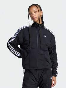 Adidas Originals Women's SPORTY TJ Jacket Woven Collarless Outerwear LH1932 - Black and White - View 1