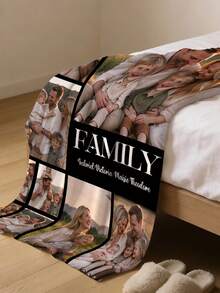 1pc Personalized Photo Blanket, Customized Photo Blanket, Music Player Blanket, Music Record Blanket, Personalized Photo Memorial Blanket, Suitable For Bed/Sofa/Indoor/Outdoor, Customized Christmas Gift, Friend Gift, Family Gift, Birthday Gift, Wedding Gift, Gift For Friends, Gift For Her, Gift For Girlfriend, Gift For Mom/Dad - Style 1 - View 4