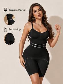 Women's Bust Lifting, Abdomen Slimming, Butt Lifting Shapewear Romper Casual Black Summer - Black - View 1