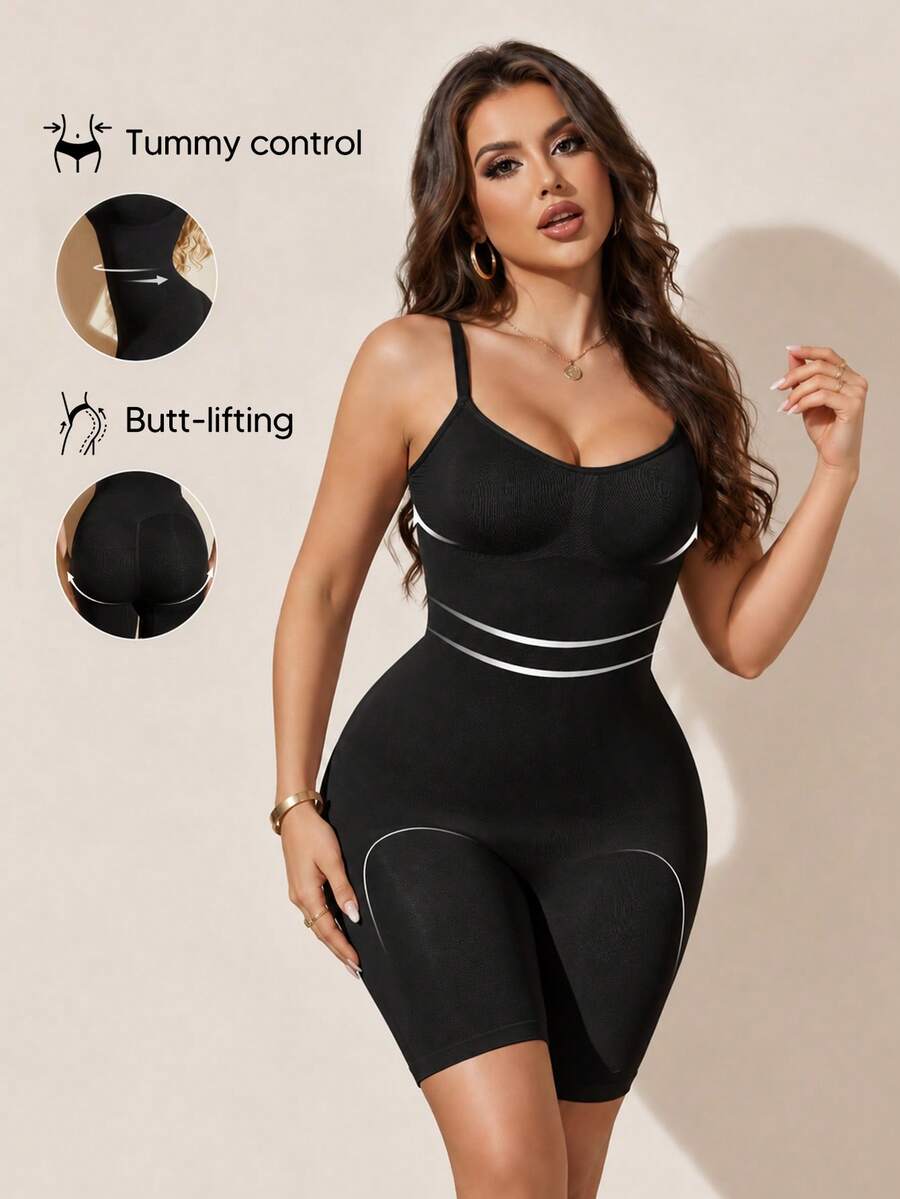 Women's Bust Lifting, Abdomen Slimming, Butt Lifting Shapewear Romper Casual Black Summer - Black - View 1