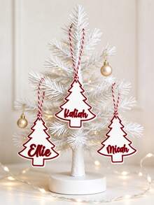 1pc Personalized Christmas Tree Acrylic Name Tag, Custom Script Name Ornament, Red And White Cotton Rope Hanging Gift Label, Christmas Tree Decor, Gift Bag Tag, Backpack Charm, Holiday Party Supplies, Unique Christmas Gift For Family And Friends - Multicolor - View 4