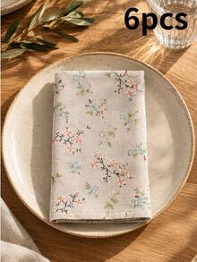 Ditsy Floral Fabric Napkins, Vintage Botanical Print Tablecloth, French Country Farmhouse Style, Suitable For Holiday Picnic, Party, Birthday Event, Table Decor, All Seasons - Off-white - View 5