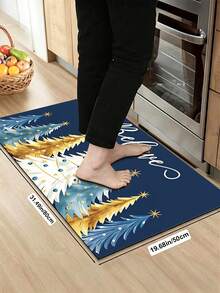 1/2 piezas Alfombra de decoración de cocina navideña, Feliz Navidad, patrón de diseño de árbol de Navidad, alfombra y tapete de cocina de invierno, antideslizante, lavable y absorbente, accesorios de decoración de cocina, ¡regalo navideño! - Multicolor - Ver 16