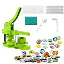 58mm Máquina para Hacer Botones Insignia, Maquina de Pines, Verde DIY Badge Press Machine Set Con 100 cortadores circulares de papel en blanco con película de botón - A - Ver 1