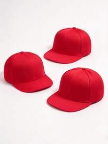 1/3pcs Men's Outdoor Casual Fashion Black Solid Color Hip Hop Flat Brim ...