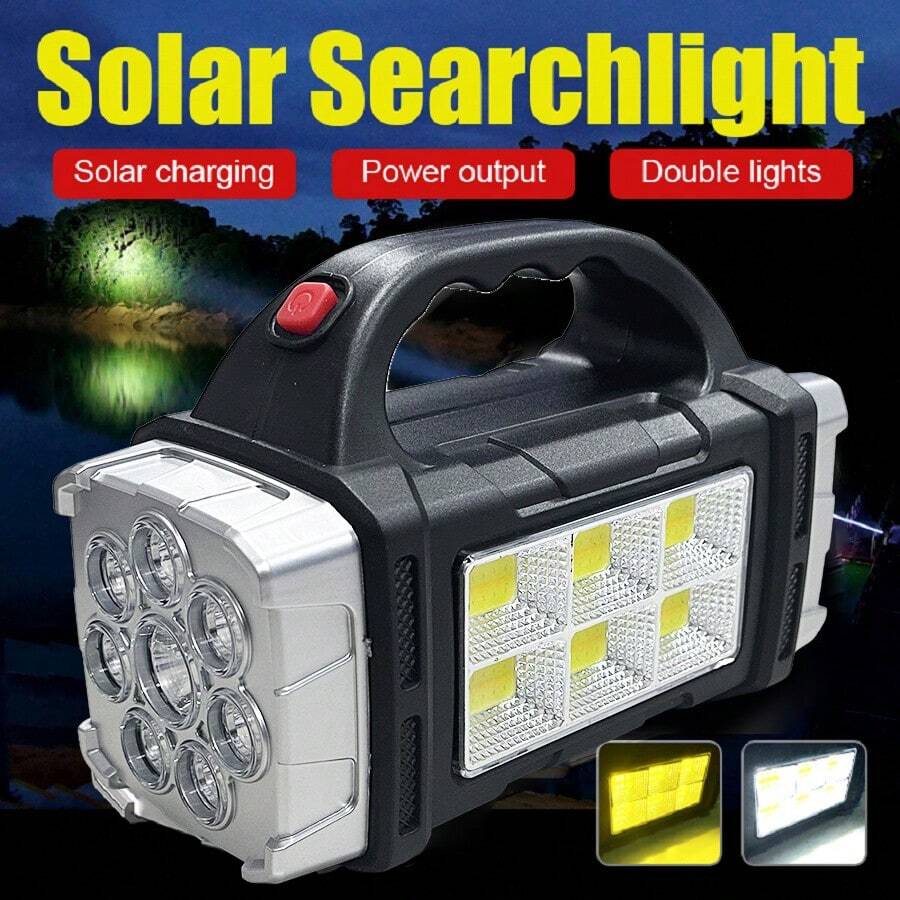 Lámpara de mano portátil recargable con 8/4 LED, linterna potente para acampada al aire libre, luz solar recargable por USB, antorcha con linterna de trabajo COB