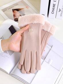 1 Pair Autumn/Winter Cold Weather Gloves, Touchscreen Finger Protection Gloves, Fleece Lining, Unisex, Multiple Colors Available, Suitable For Snow Sports, Can Be Used As Christmas Or Holiday Gift - Multicolor - View 11
