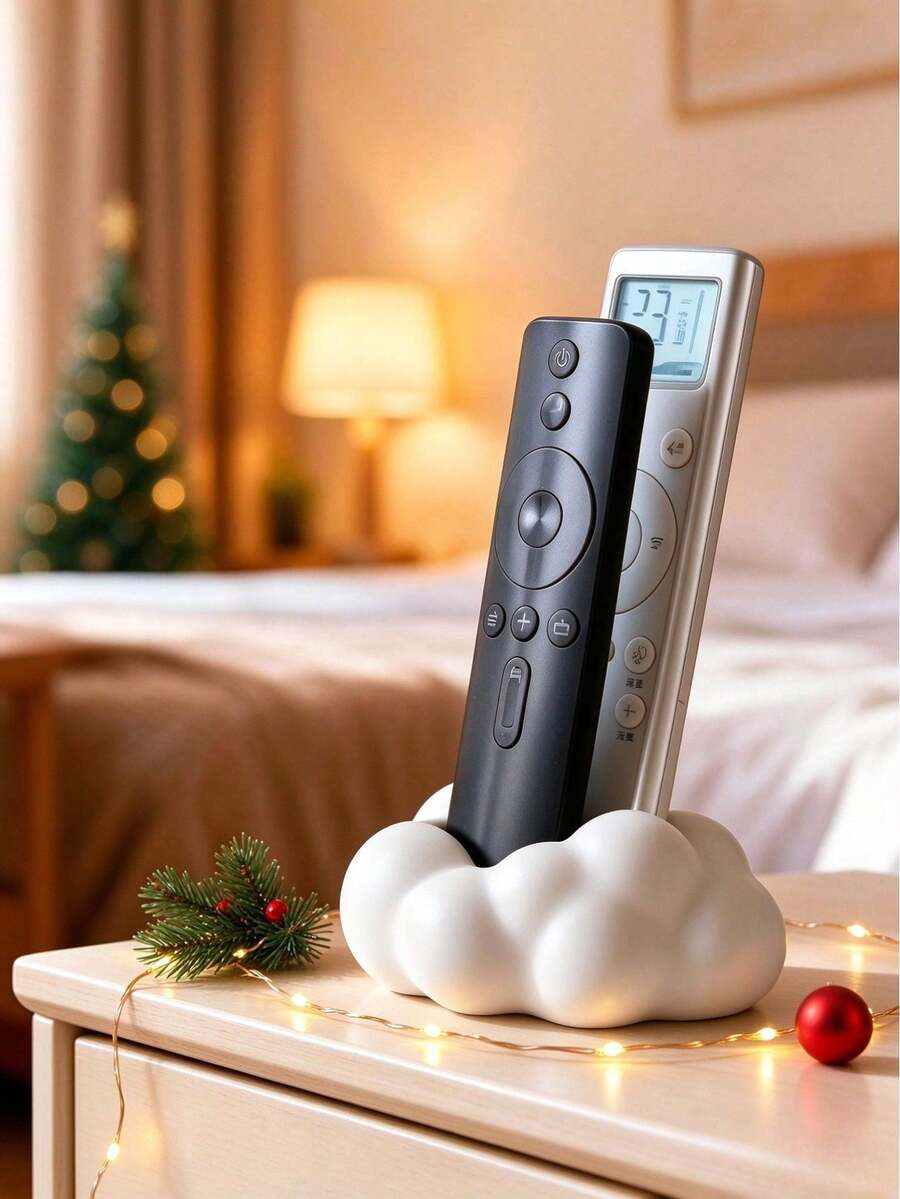 Cloud-Shaped Remote Control Storage Box, 2-Compartment Desktop Organizer, TV Remote, Phone And Office Supplies Storage Box, Home Decor - Living Room/Bedroom Media Center Storage Box - Decorative Remote Control Storage Box With Storage Function (Remote Control Not Included) - View 1