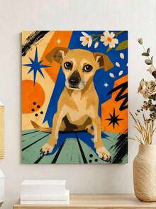 1pc Abstract Dog DIY Oil Painting By Numbers, Canvas Painting DIY Crafts, Adult Home Decoration, Holiday Gift. - Sets - View 2