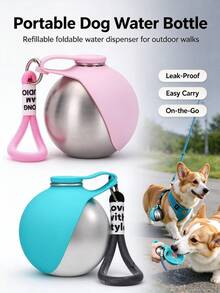 2-In-1 Portable Pet Water Bottle With Rope, Leak-Proof Pet Travel Water Dispenser With Foldable Drinking Bowl, Outdoor Hydration Cup For Small Dogs And Puppies, Suitable For Walking, Hiking, Camping, Road Trips And Daily Use - Multicolor - View 13