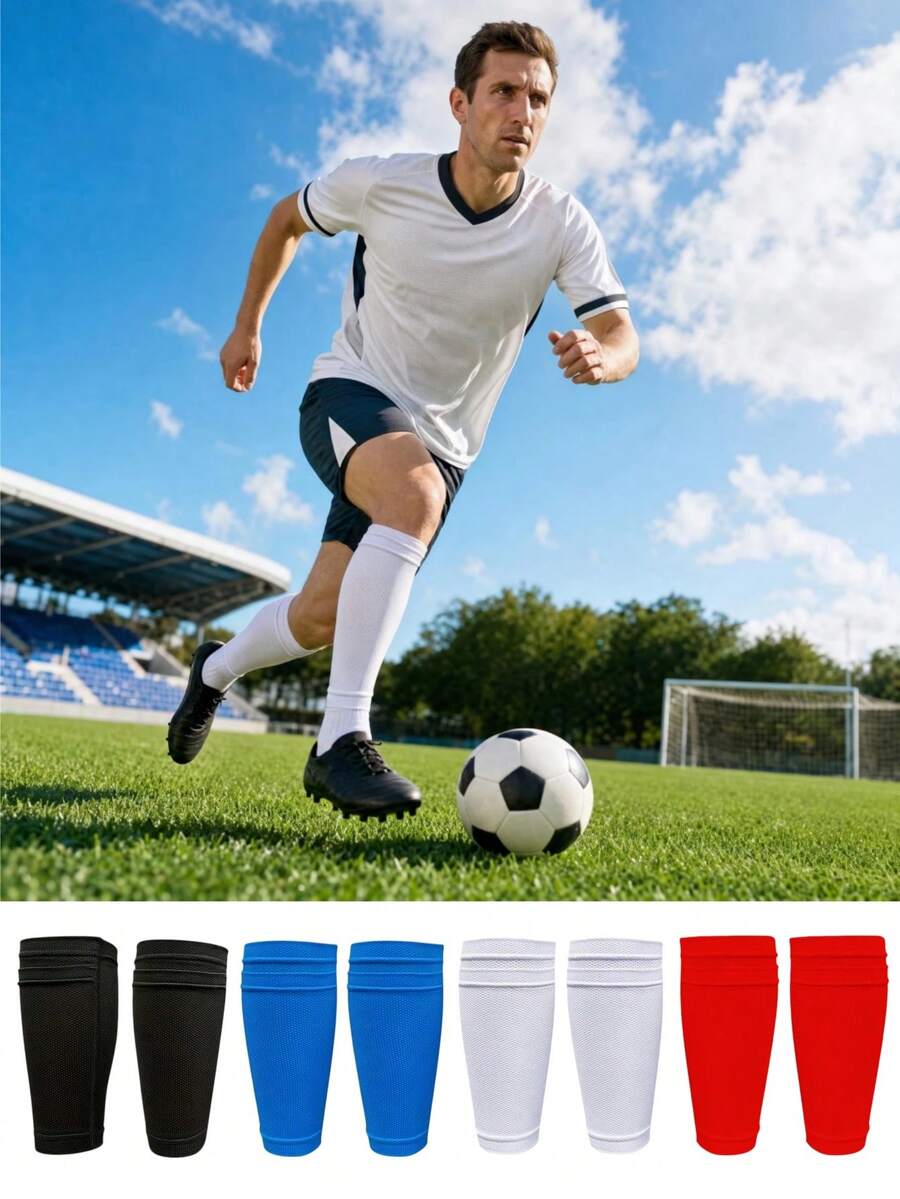 Football Socks With Double-Layer Pocket Design - Breathable Soft Sports Protection, Professional Training Sports Gear