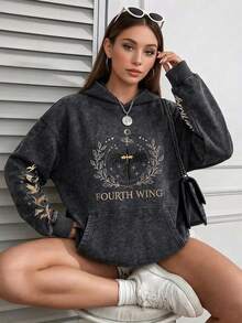 Unisex Dragon-Print Sweatshirt, "Fourth Wing" Themed Sweatshirt, Basgiath War College Hoodie, Gift For Fantasy Readers And Dragon Rider Fans - Black - View 9