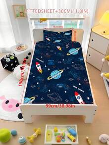 2/3PCS Space Rocket Fitted Sheet Animal Print Bedding Set For All Seasons Twin/Full/Queen 100% Polyester Machine Washable - Multicolor - View 11