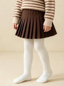1 Pair Minimalist Tights, Suitable For Girls, Infants, Casual Outdoor Sports, Matching Dresses For All Seasons - White - View 7
