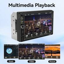 VENBES 7 Inch Single DIN Car Radio, Supports Apple CarPlay, High-Definition Touchscreen Bluetooth Mirroring Car Stereo, AM/FM, USB, EQ, SWC, Optional 8-LED Backup Camera - 8‑LED Square Rear‑view Camera - View 9