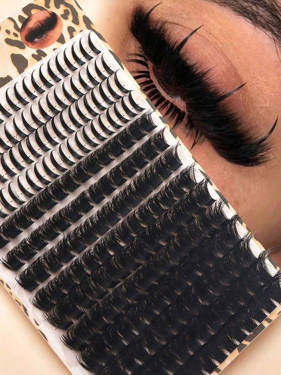 Manga Lash Clusters, 220Pcs 2-In-1 Spiky Anime Individual Eyelashes, 120D Volume Lashes + Spike Bottom Lashes, 10-19mm Thick Fluffy Faux Mink DIY Lash Extensions At Home For Cosplay Daily Makeup - DD - View 1