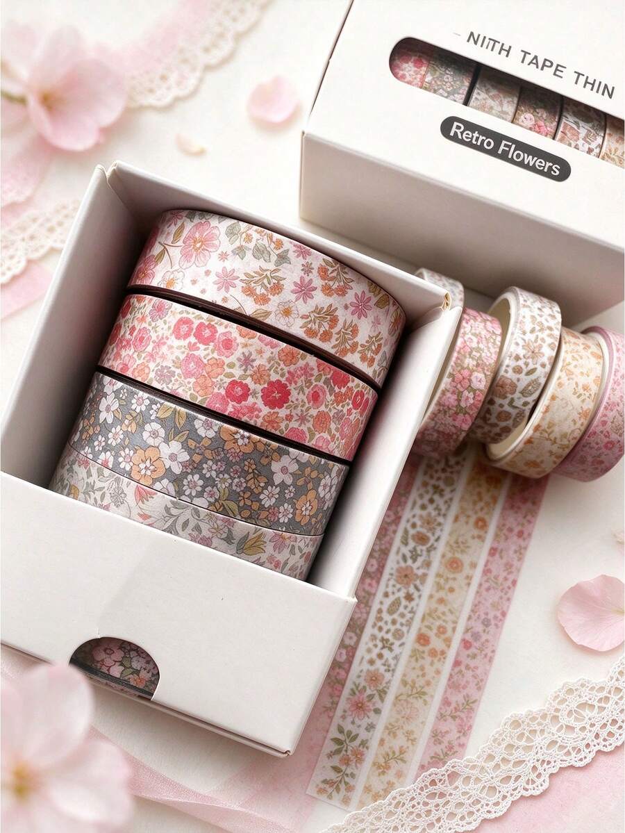 Vintage Style 8 Rolls Washi Tape Set, Plaid Print Decorative Tape, Suitable For Scrapbooking, Journaling, Art Creation, Handmade Crafts And Student Back To School Decor - Multi-color - View 1