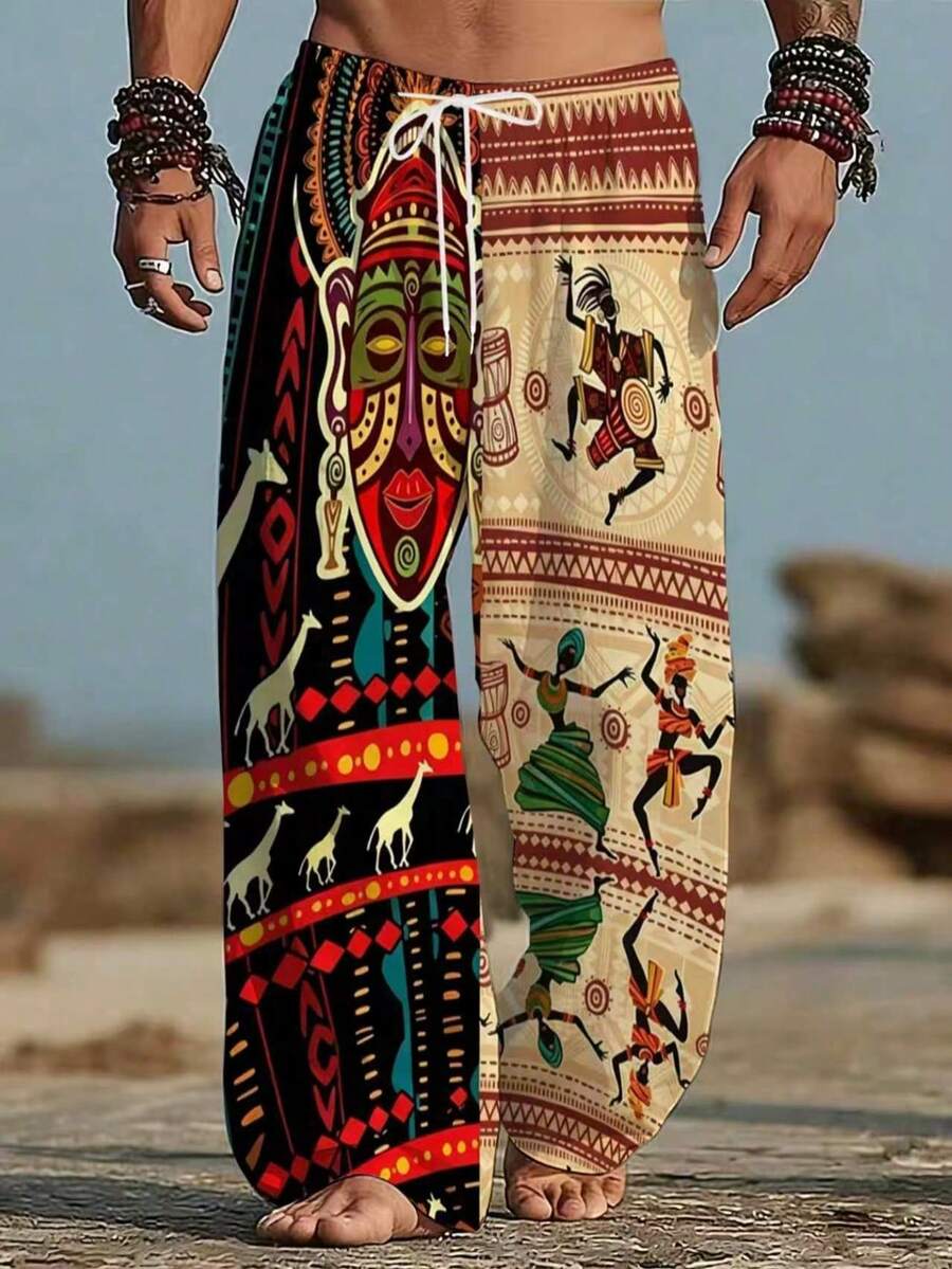 New Spring/Autumn/Summer Men's Printed Sublimation Print Pants, American Vintage Loose Straight Leg Youth European And American Fashion Casual Pants - Multicolor - View 1