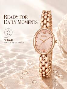 BIDEN Women's Fashion Vintage Elegant Rose Gold Oval Barrel Quartz Pointer Watch - Rose Gold - View 8