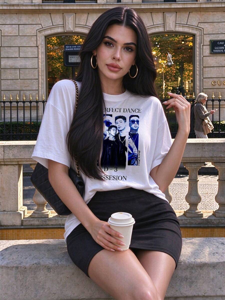 قميص RRM Perfect Dance Obsession D-3 بطبعة ملصق حفل K-pop كلاسيكية، تيشيرت للجنسين لمحبي ARMY للارتداء اليومي والحفلات، هدية رائعة لكل معجب بمناسبة خاصة - أبيض - مشاهدة 1