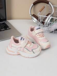 Kids Colorblock Chunky Sneakers, Unisex Children's Hook And Loop Athletic Sneakers, Lightweight Casual Running Shoes - Pink - View 2