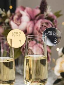 Personalized Champagne Glass Name Place Cards Gold Acrylic Wine Glass Drink Charms Place Name Tag Cocktail Glass Marker Drect Custom Wedding Escort Cards - Multicolor - View 2