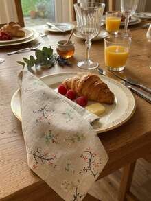 Ditsy Floral Fabric Napkins, Vintage Botanical Print Tablecloth, French Country Farmhouse Style, Suitable For Holiday Picnic, Party, Birthday Event, Table Decor, All Seasons - Off-white - View 6