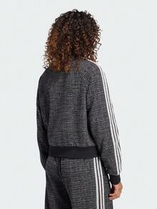 Adidas Originals Women's BOUCLE VIN TT Jacket Woven Collarless Outerwear LI0118 - Black and White - View 3