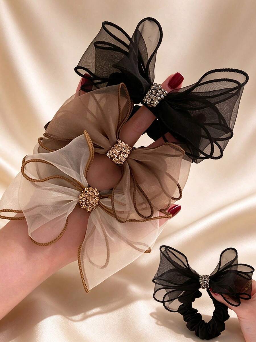 3/2/1pc Bow Rhinestone Hair Accessories Set, Elegant And Exquisite, Styling Tool, Beautiful And Practical, Essential Hair Accessory. Christmas/Valentine's Day Holiday Gift, Party And Holiday Outfit Accessory - Multicolor - View 1
