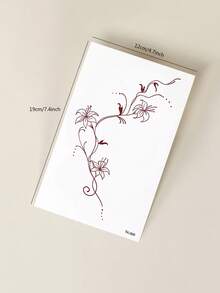 STARTTOOS 1pc Red Minimalist Floral Branch & Leaf Pattern Temporary Tattoo Sticker, Waterproof Body Tattoo Decal For Shoulder, Neck, Collarbone, Waist, Abdomen, Back, Party Gift DIY Holiday Gift - Red - View 7