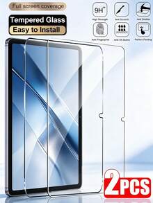 2Pcs HD Tempered Glass Film Tablet Screen Protector Compatible With Xiaomi Pad 7/8/9 11.2inch/ Pad 2 11inch Pro 9H Hardness, Scratch Resistant, Bubble Free, Automatic Adsorption, Smooth And Oleophobic Protective Film - Clear - View 2
