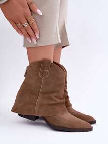 Women's Fashion Versatile Chunky Heel Ankle Boots For Daily Wear - Beige - View 7