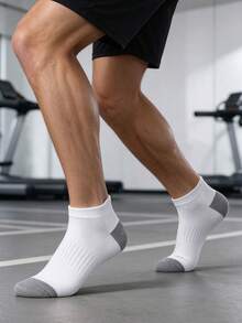 1/6/10/20 Pairs Men's All-Season Short Socks, Neutral Black And White Color, Sports Minimalist Style - Multicolor - View 7