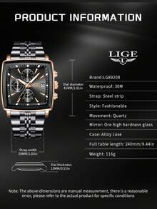 LIGE Men's Fashionable Casual Business Watch Waterproof Luminous Quartz Watch Classic Round Dial Clock Watch Date Design Men - Silver - View 6