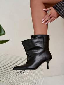 Women's Daily Fashion Versatile Stiletto High Heel Ankle Boots - Black - View 6