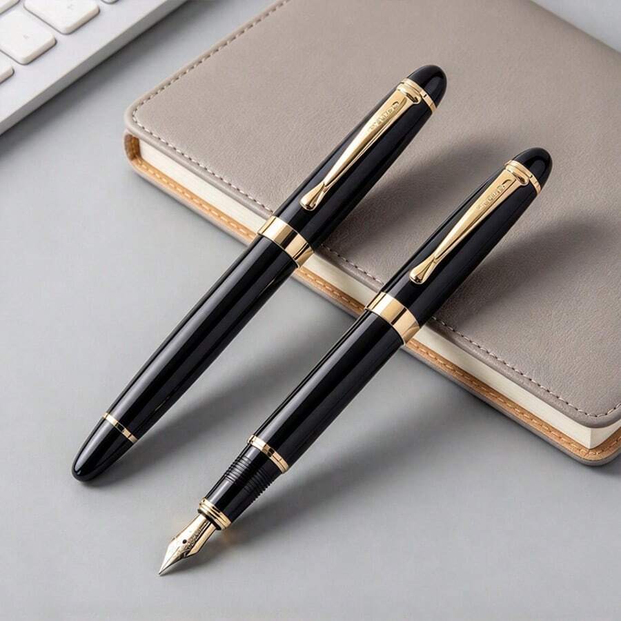 A Retro Metal Fountain Pen / Classic Ultra-Fine Nib Writing Pen / Smooth Writing Experience / Equipped With Ink Converter And Can Be Used In Two Ways With Ink Cartridge / Suitable For Office, Business And Gift Purposes / Student Signature Pen