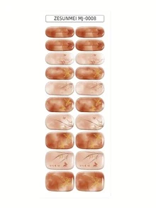 Christmas Semi Cured Gel Nail Strips, 20Pcs Long Lasting Salon Quality Wraps, Easy Apply & Remove Gel Nail Stickers With UV Light - Watermelon Pink - View 4