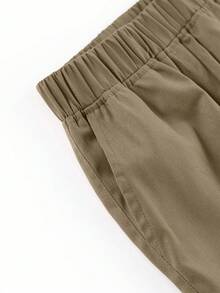 1pc Young BoyAll-Match Solid Color Comfortable Versatile Cargo Pants - Camel - View 7